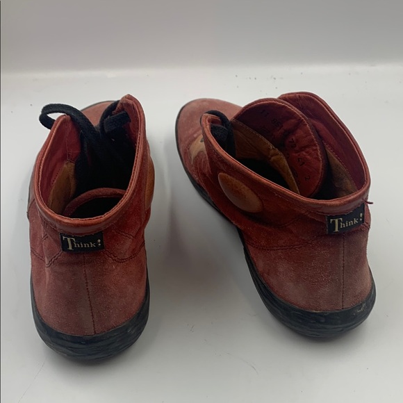 Think! Red and Tan Sneakers with Lace-Up Design - Picture 2 of 5